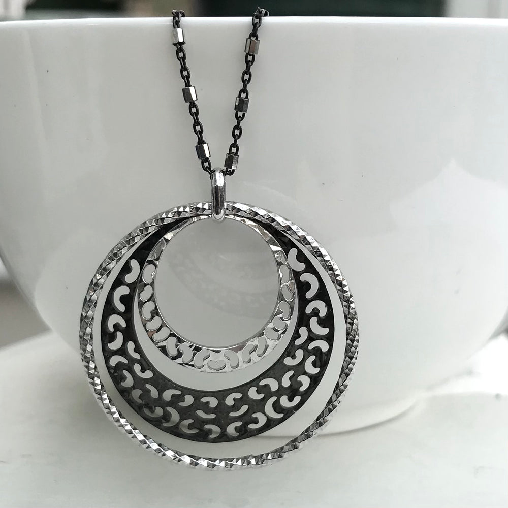 Sterling Silver Circled Patterned Necklace