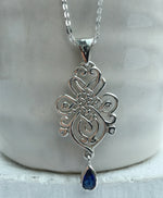 Sterling Silver Filigree Style Necklace With Cubic Zirconia Stone