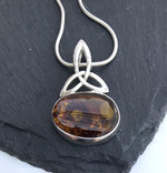 Sterling Silver Celtic Amber Necklace