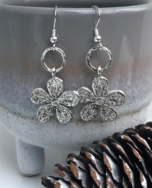 Sterling Silver Handmade Flower Earrings