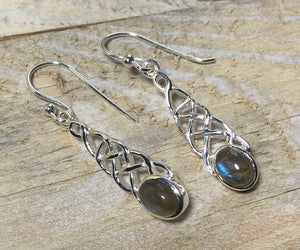 Sterling Silver Labradorite Celtic Style Earrings