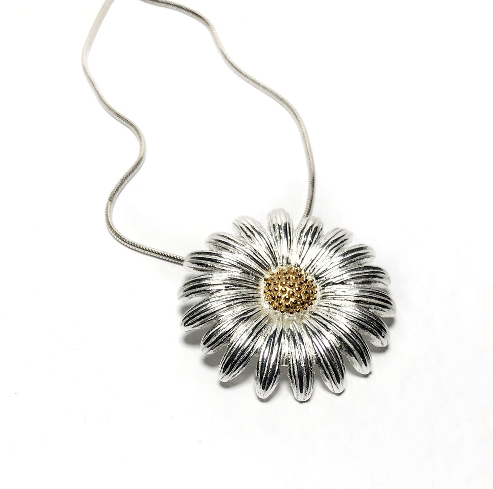Sterling silver large daisy necklace
