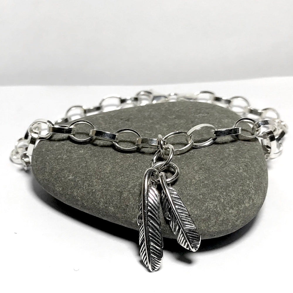 Sterling Silver Feather Charm Bracelet – Select Silver