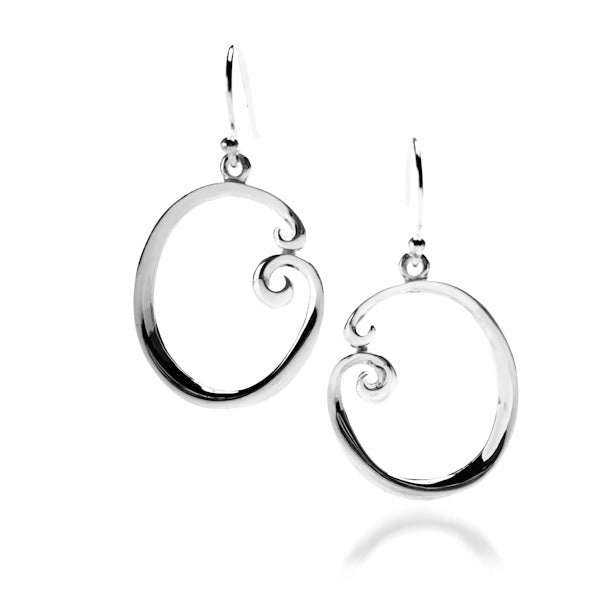 Sterling silver curl design large earrings by Lorena Silver Jewellery Contempoary Earrings