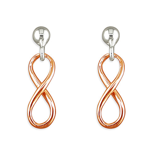 Sterling silver infinity design with rose gold plate earrings by Lorena Silver Jewellery Silver earrings