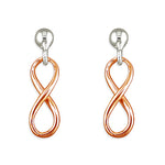 Sterling silver infinity design with rose gold plate earrings