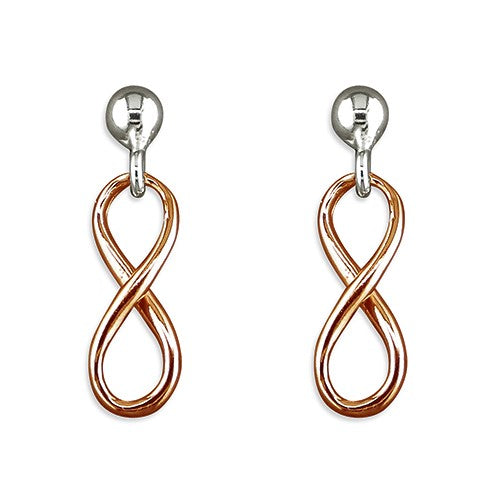 Sterling Silver Rose Gold Plated Infinity Earrings